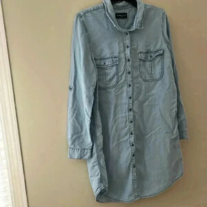 ❤️2/$40❤️[M]Parasuco Light Denim oversized Long Sleeve Button Tunic Dress Shirt